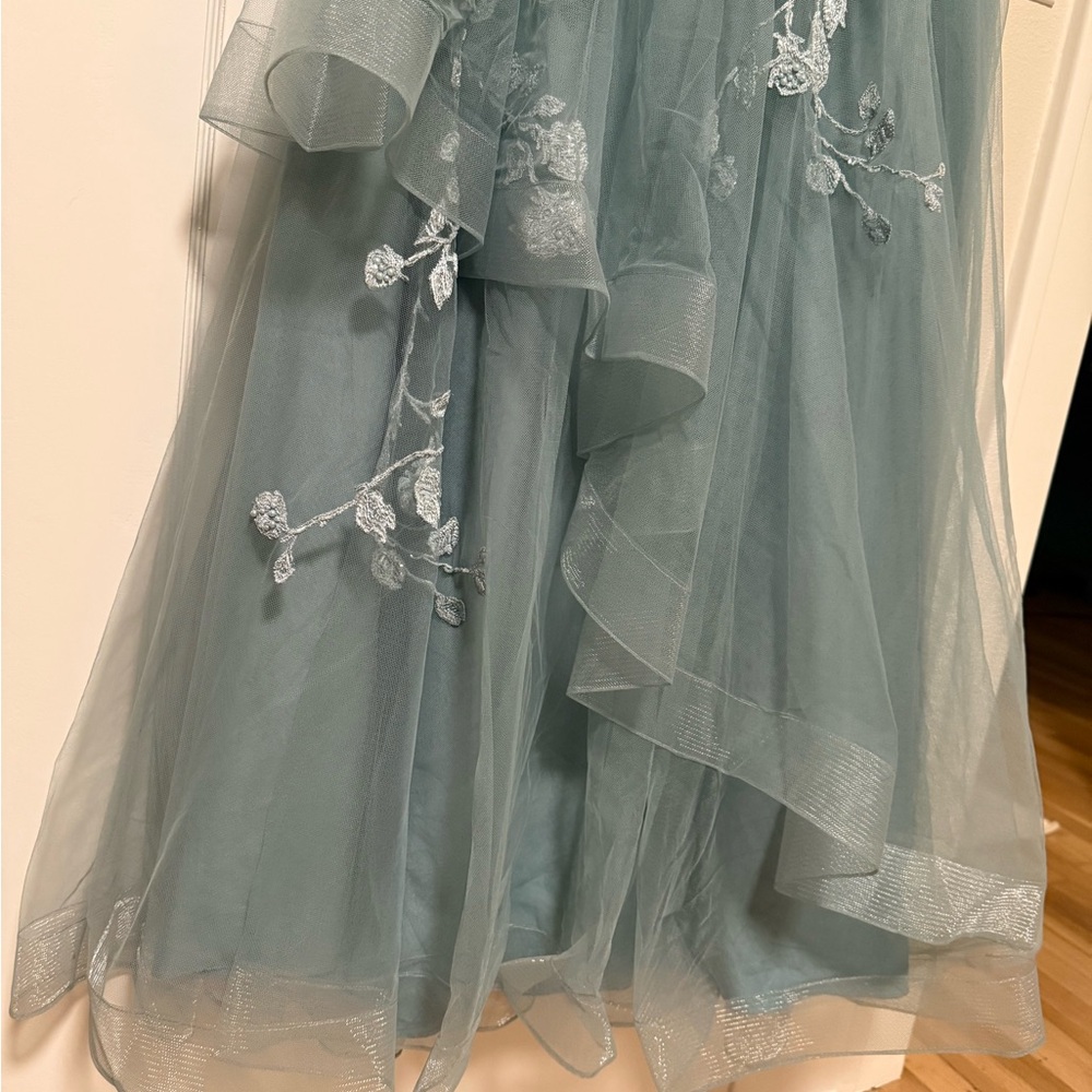 Rickie Freeman for Teri Jon Dusty Blue Formal Dress - Picture 6 of 10